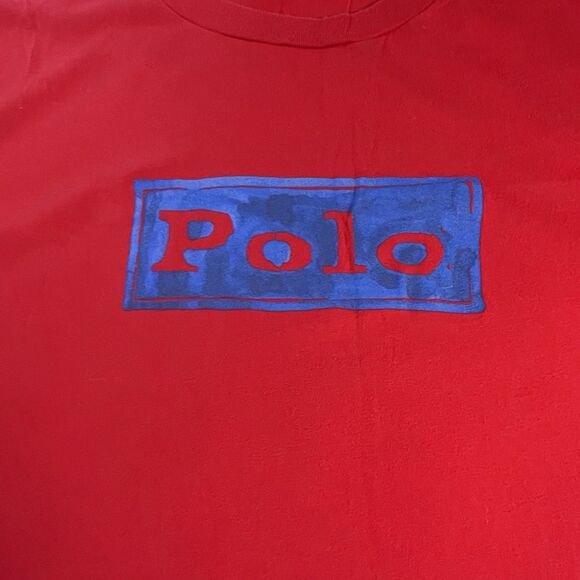 Vintage Polo Ralph Lauren Shirt Mens Red 4XB Big Tall Spell Out Logo Casual 90's - Picture 2 of 16